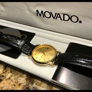 Movado museum series classic thin gold watch